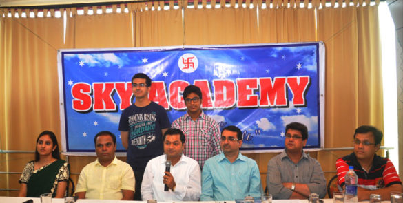 Our achievers - Ankur Khanna and Aditya Longani (R to L) along with the entire team of Sky Academy, who have worked together to create a new milestone of AIR 36th and AIR 43rd, in IPC May 2013 examinations.